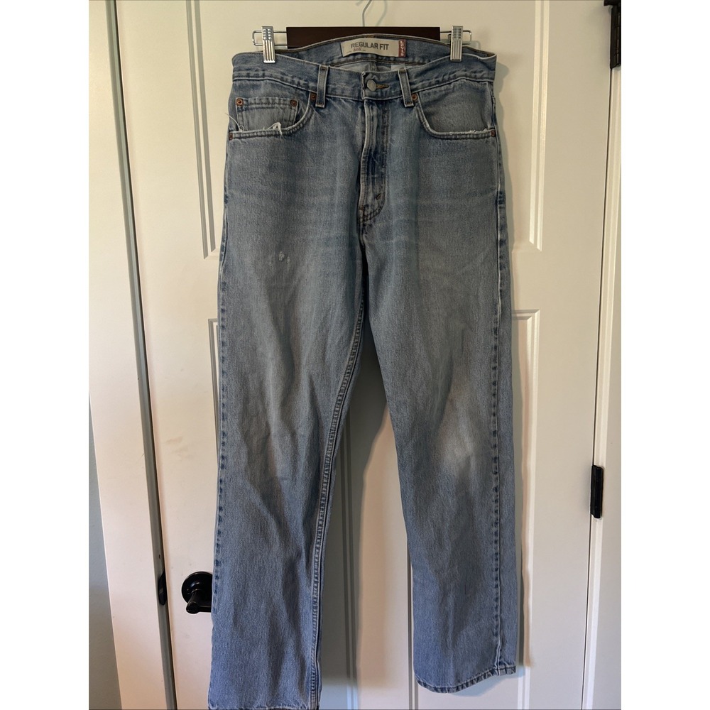 Levi's 505 Regular Fit Jeans Mens 33x32 Light Wash Straight Leg Denim Y2K